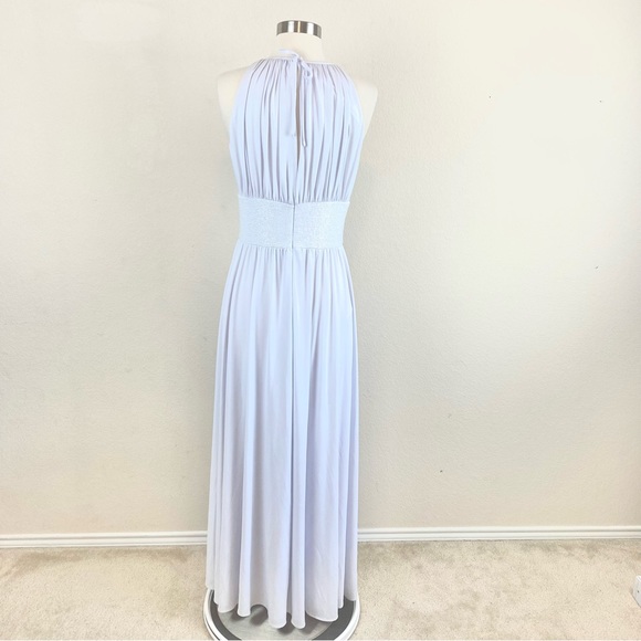 JS Boutique White Halter Beaded Maxi Formal Dress - Picture 8 of 11